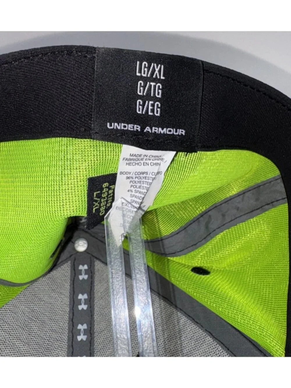 Under Armour HeatGear Stretch Fit Hat Cap Black Neon Green LG XL Golf Running